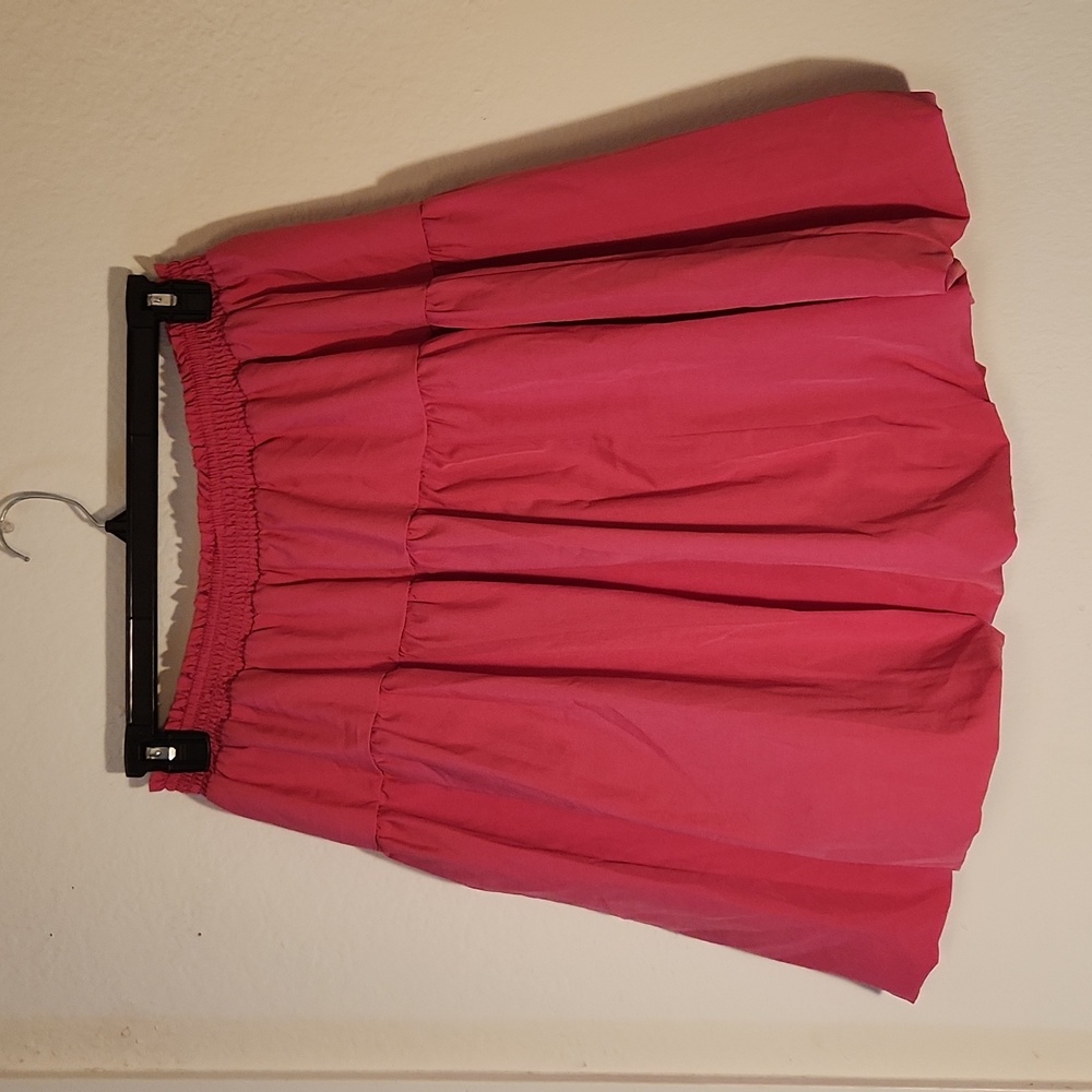Women's Pink Tiered Elastic-Waist Skirt